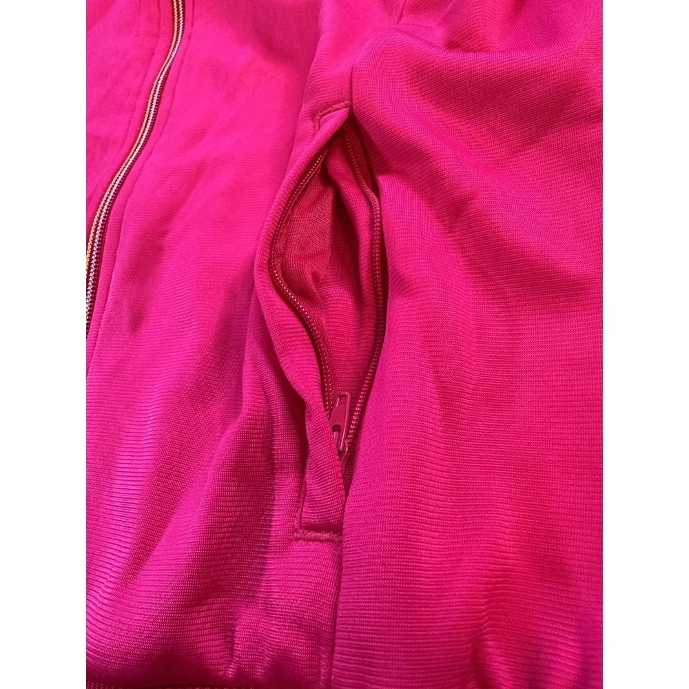 2010 adidas Pink/Yellow 3-Stripes Full Zip Track Jacket w/ Pockets Size 38